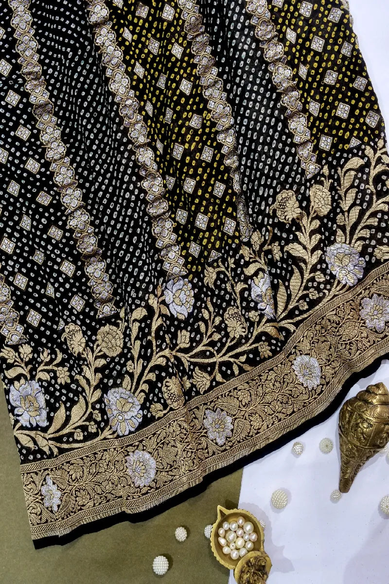 BLACK COLOR PURE HANDLOOM KHADDI GEORGETTE SAREE
