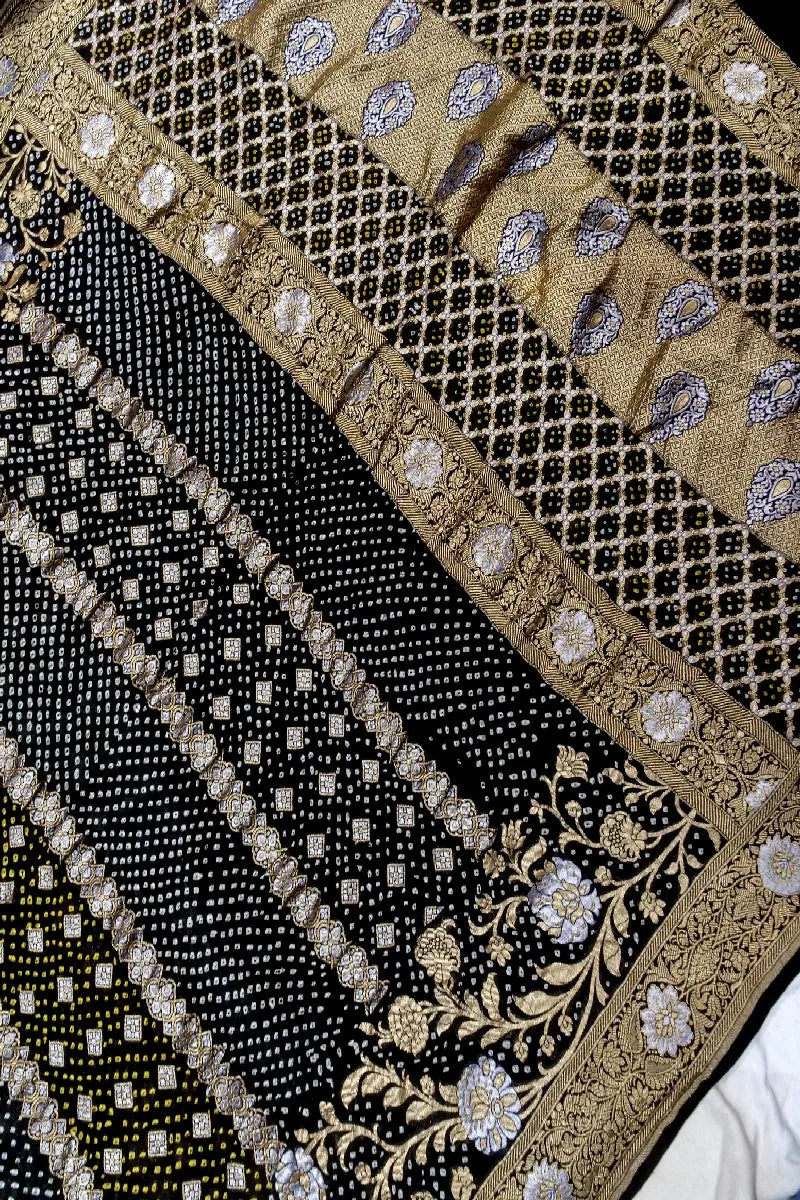 BLACK COLOR PURE HANDLOOM KHADDI GEORGETTE SAREE