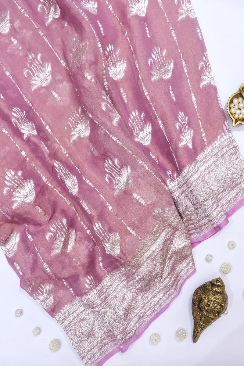 PESTAL PURPLE COLOR PURE HANDLOOM KHADDI GEORGETTE SAREE