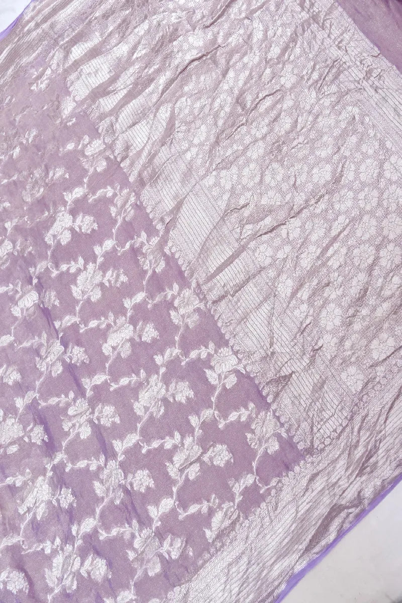 PESTAL PURPLE COLOR PURE HANDLOOM KHADDI GEORGETTE SAREE