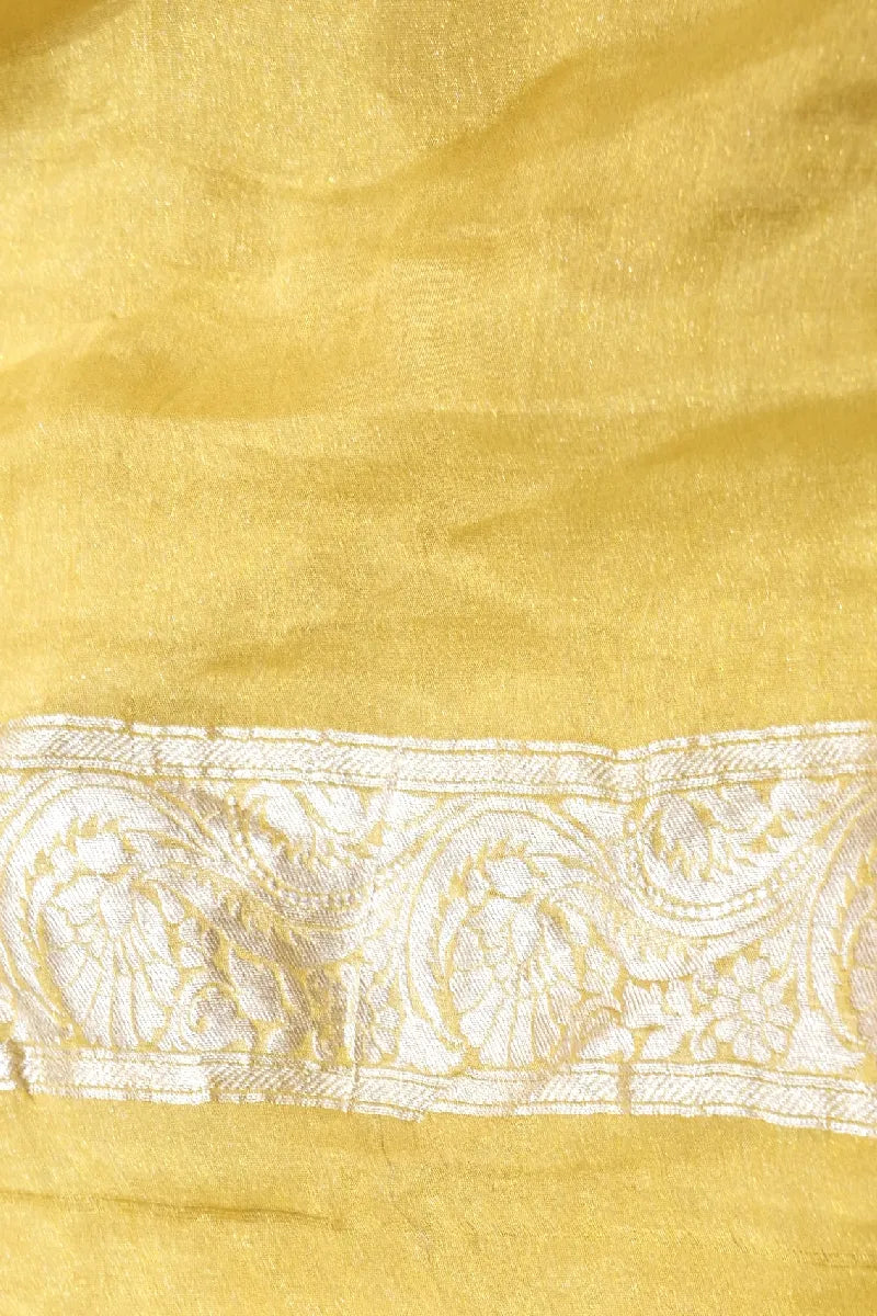 LEMON YELLOW COLOR PURE HANDLOOM KHADDI GEORGETTE SAREE