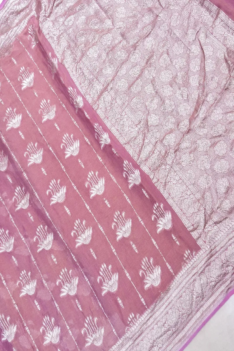 PESTAL PURPLE COLOR PURE HANDLOOM KHADDI GEORGETTE SAREE