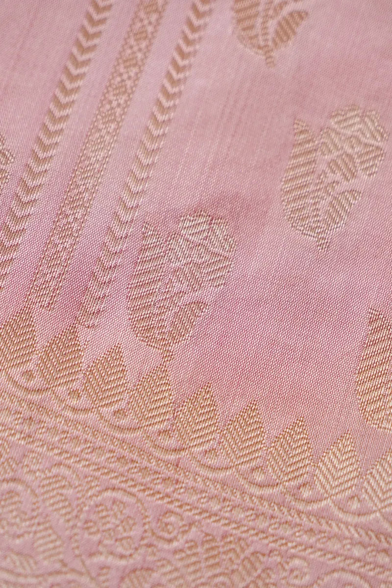 BANARASI SILK PONDS PINK COLOR UNSTITCHED SUIT MATERIAL