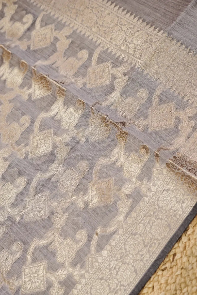 COTTON SILK BLACK WITH GREY COLOR UNSTITCHED SUIT MATERIAL