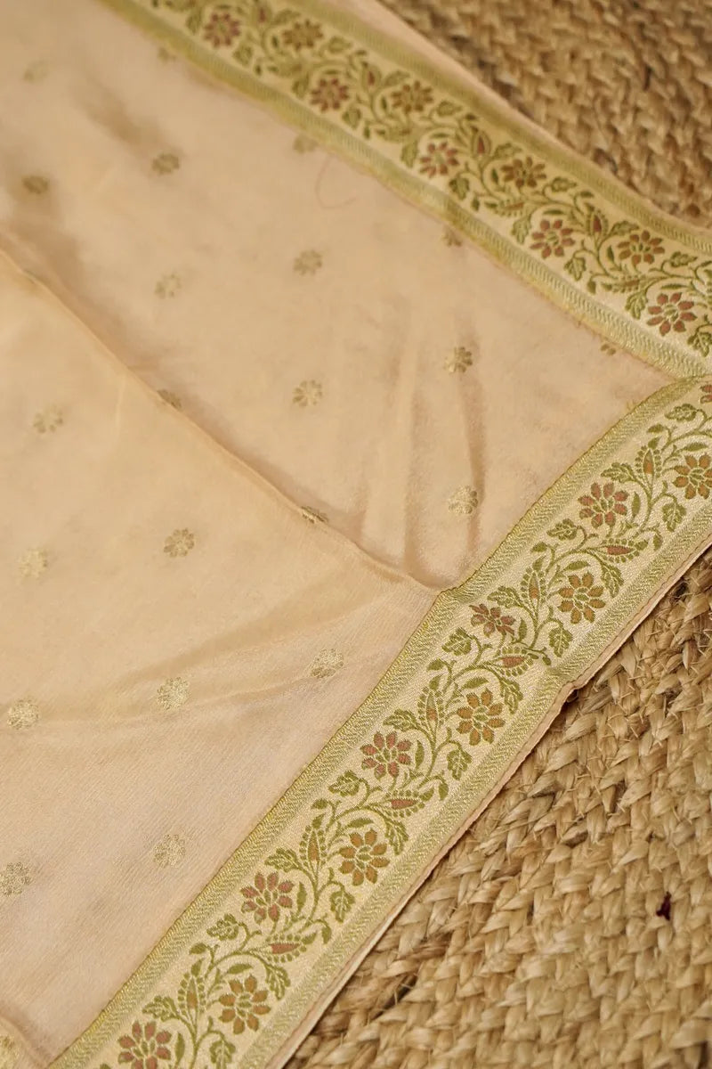 KHADDI SILK PEACH COLOR UNSTITCHED SUIT MATERIAL