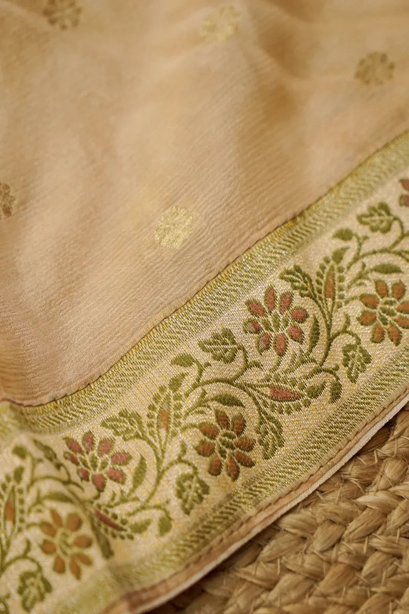 KHADDI SILK PEACH COLOR UNSTITCHED SUIT MATERIAL