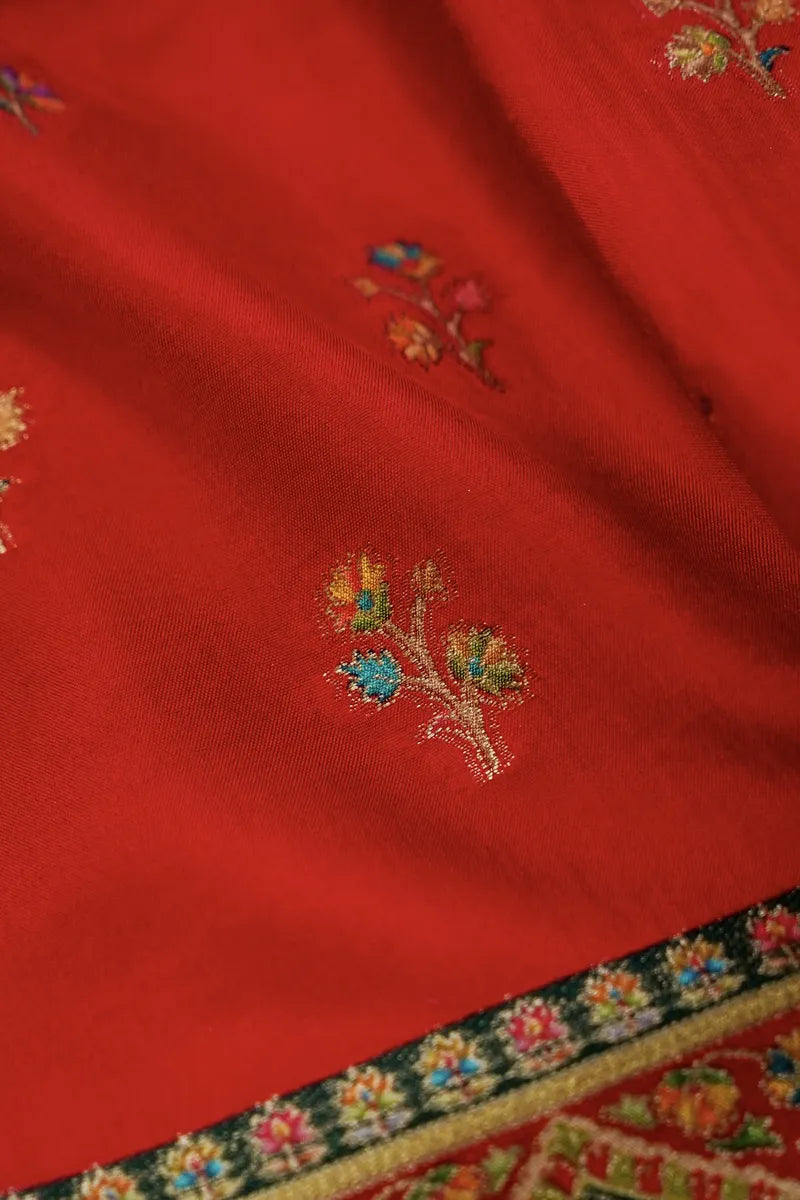 PASHMINA SILK RED WITH BLACK COLOR UNSTITCHED SUIT MATERIAL