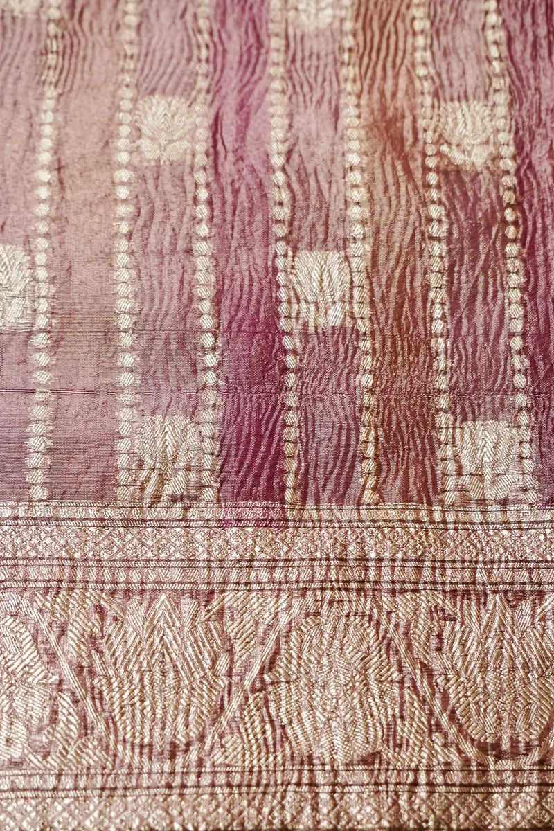 CRUSH TISSUE SILK PURPLE COLOR UNSTITCHED SUIT MATERIAL