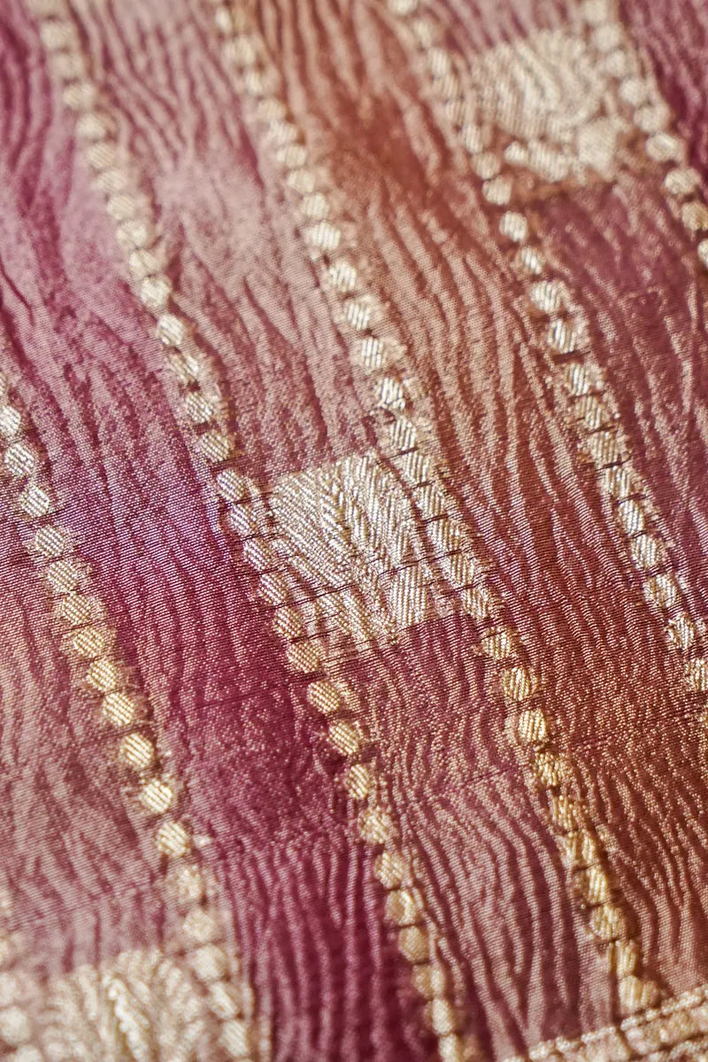 CRUSH TISSUE SILK PURPLE COLOR UNSTITCHED SUIT MATERIAL