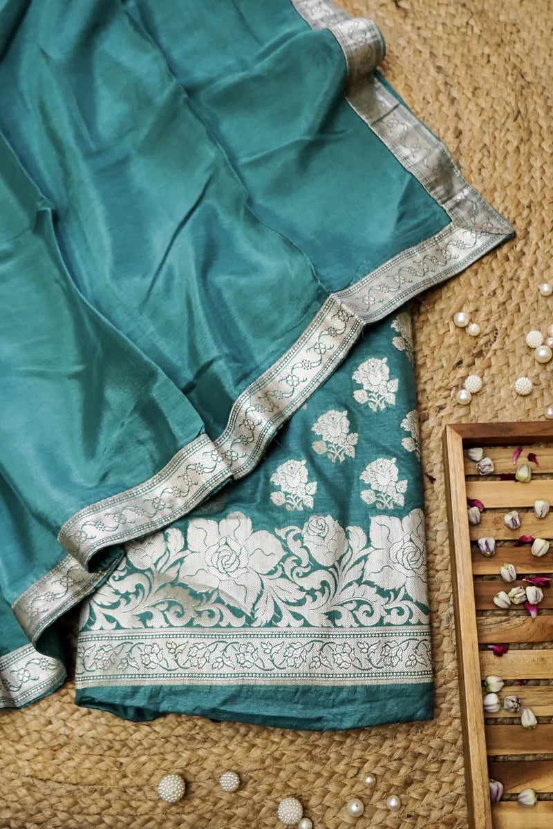 CHINIYA SILK SEA GREEN COLOR UNSTITCHED SUIT MATERIAL