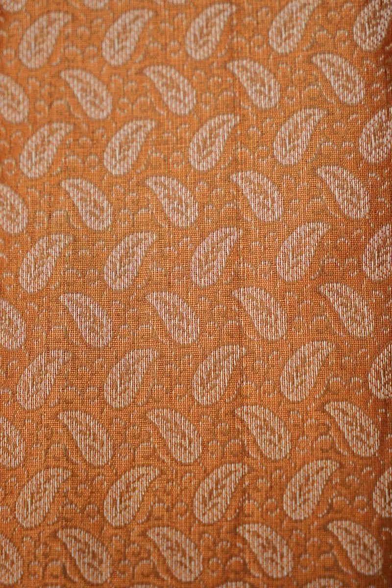 BANARASI SILK RAMA GREEN WITH ORANGE COLOR UNSTITCHED SUIT MATERIAL
