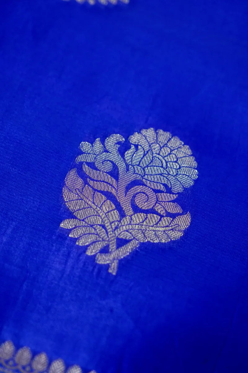 BANARASI KATAN SILK BLUE WITH FIROZI COLOR UNSTITCHED SUIT MATERIAL