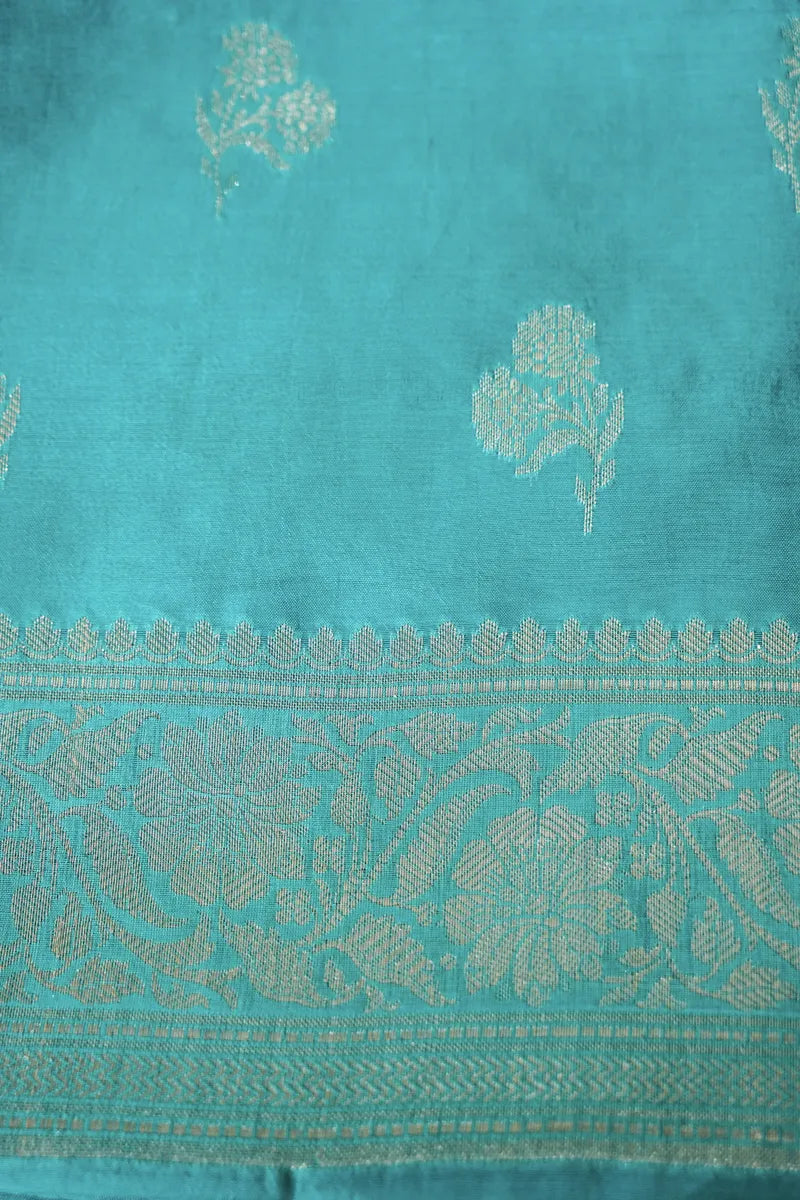 BANARASI KATAN SILK OCEAN BLUE COLOR UNSTITCHED SUIT MATERIAL