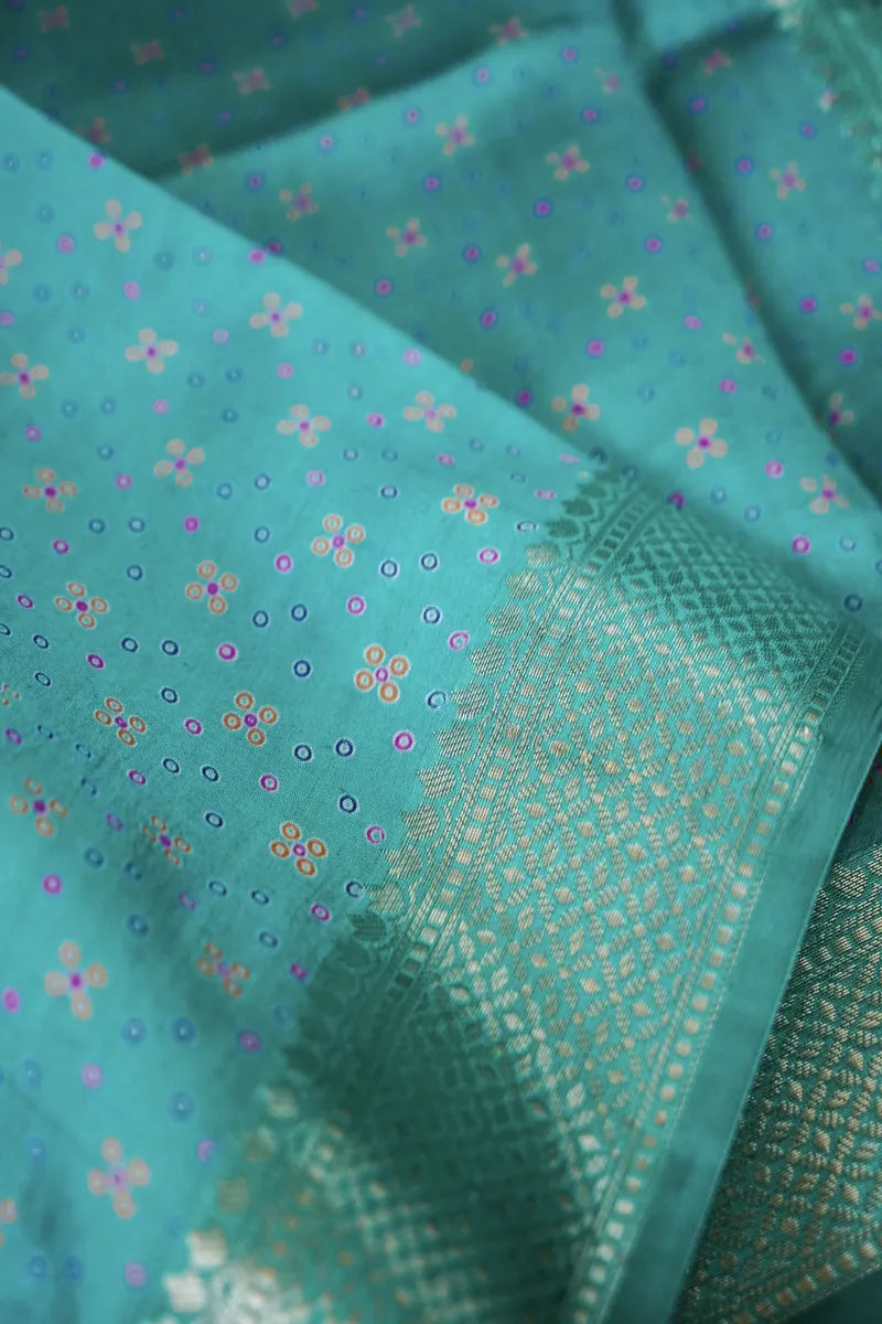 BANARASI KATAN SILK OCEAN BLUE COLOR UNSTITCHED SUIT MATERIAL
