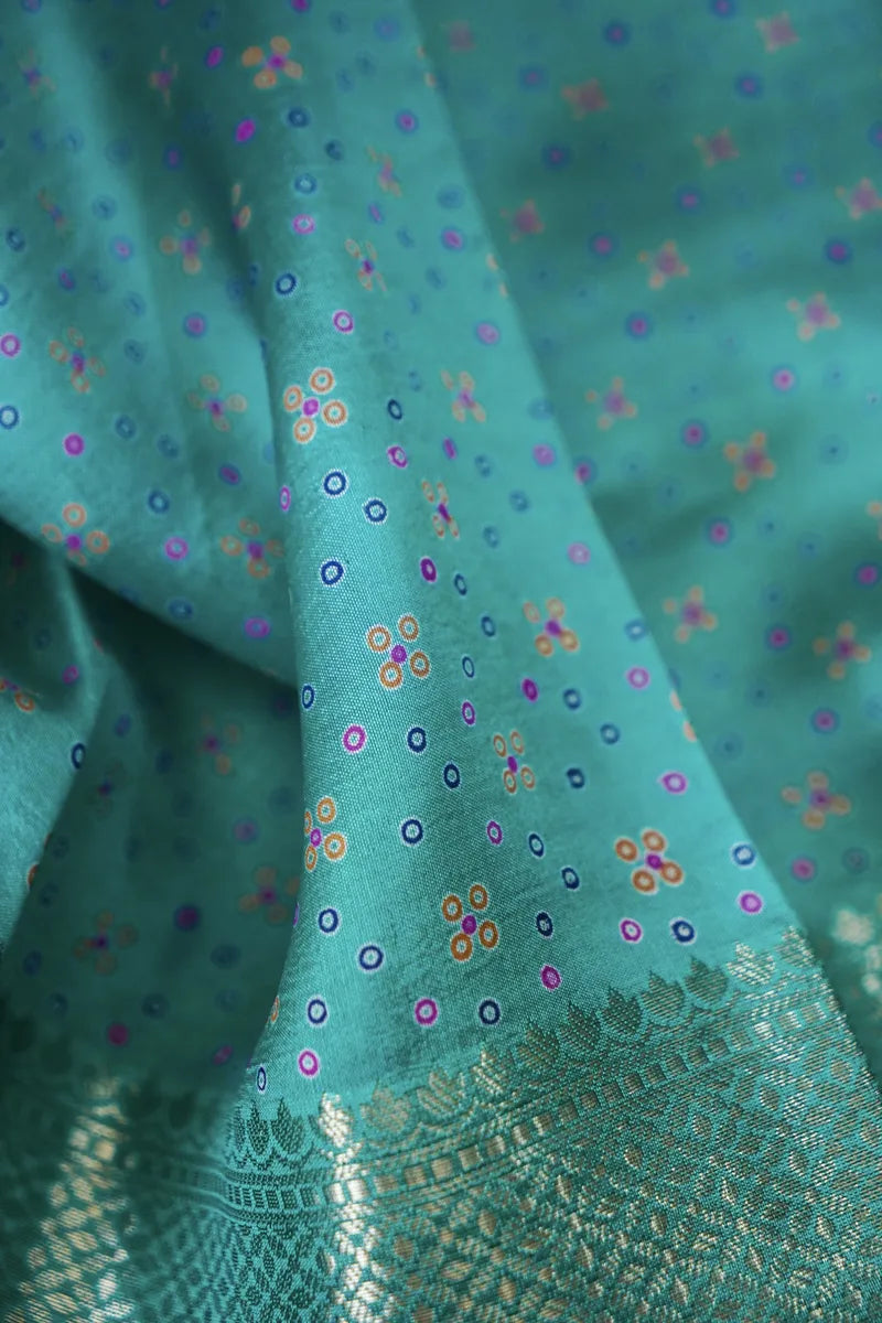 BANARASI KATAN SILK OCEAN BLUE COLOR UNSTITCHED SUIT MATERIAL