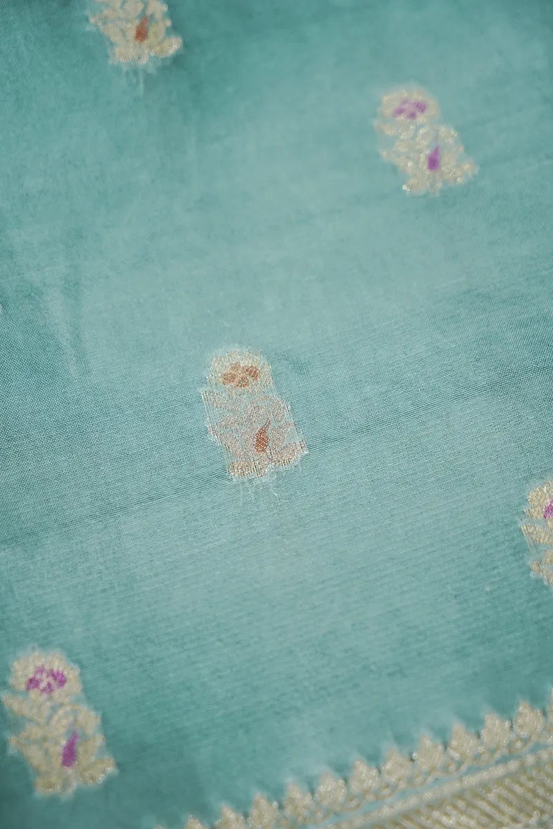 BANARASI KATAN SILK PESTAL MINT GREEN COLOR UNSTITCHED SUIT MATERIAL