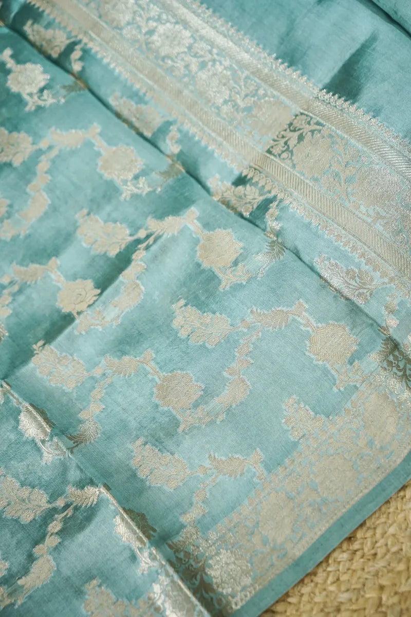 BANARASI KATAN SILK PESTAL MINT GREEN COLOR UNSTITCHED SUIT MATERIAL