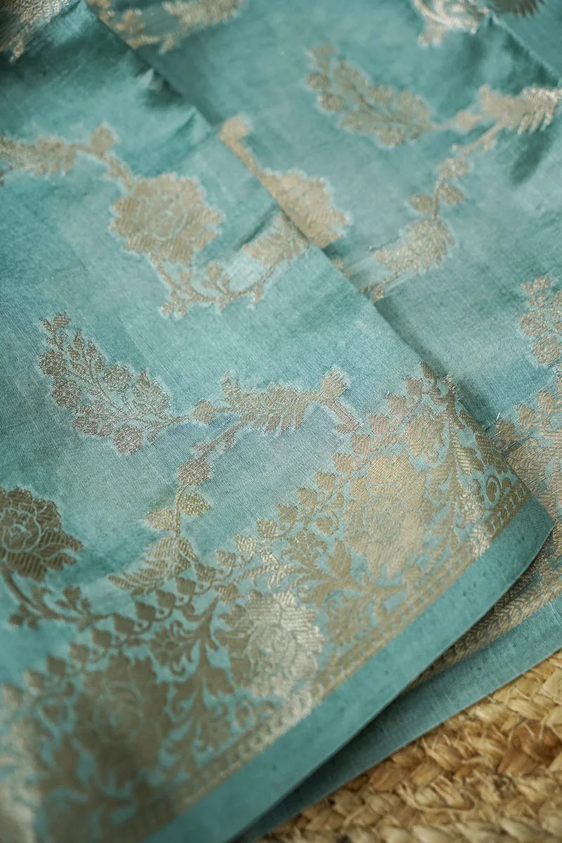 BANARASI KATAN SILK PESTAL MINT GREEN COLOR UNSTITCHED SUIT MATERIAL