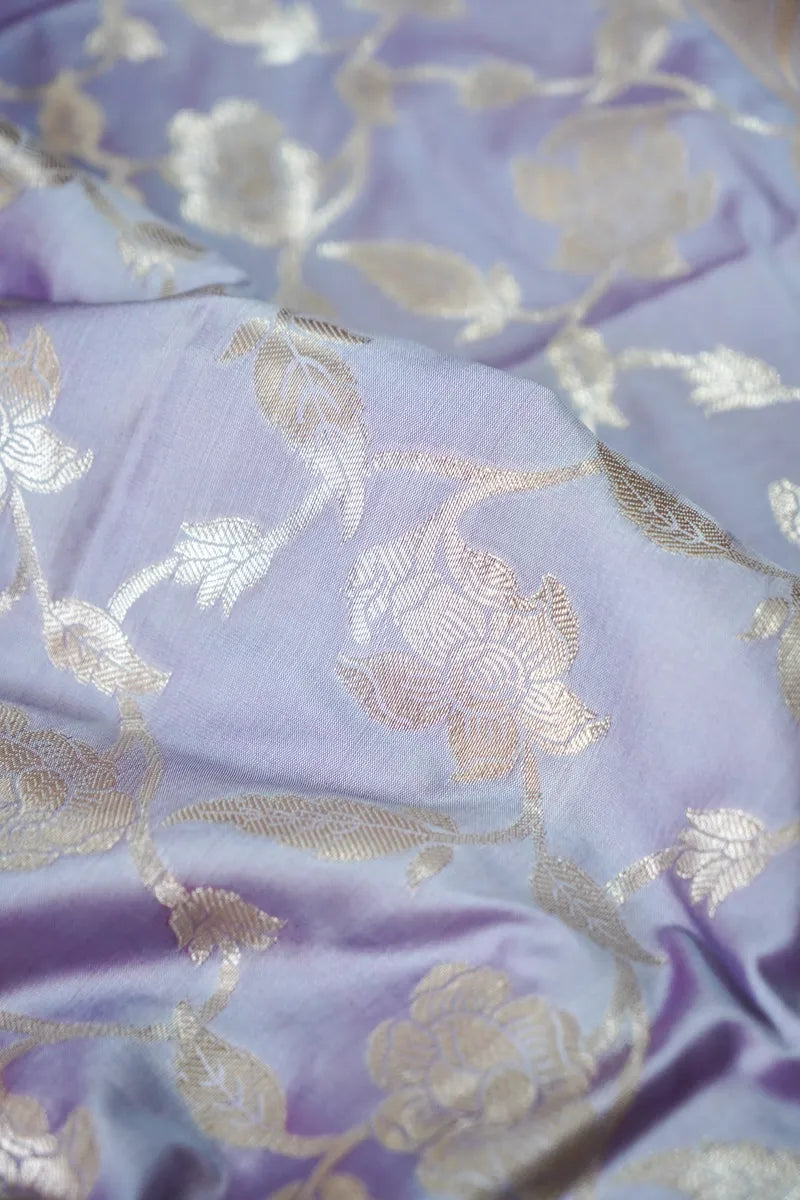 BANARASI SILK LAVENDAR COLOR UNSTITCHED SUIT MATERIAL