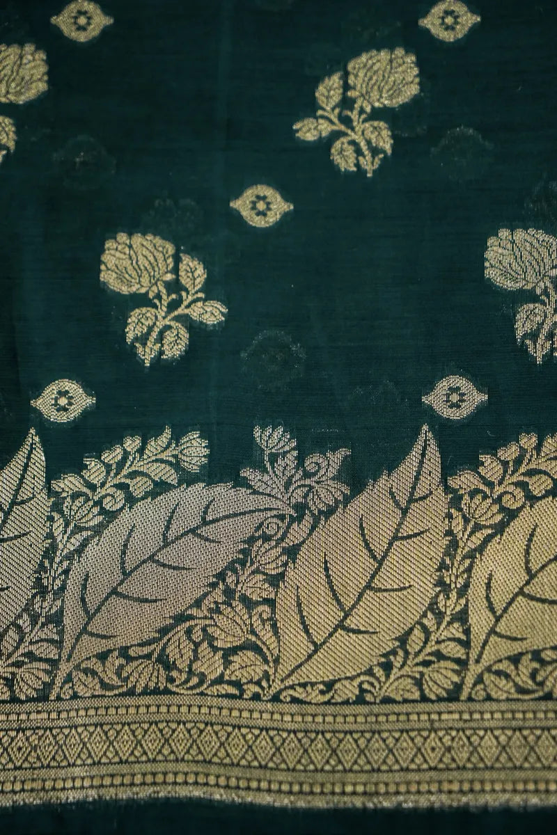 COTTON SILK BOTTLE GREEN COLOR UNSTITCHED SUIT MATERIAL