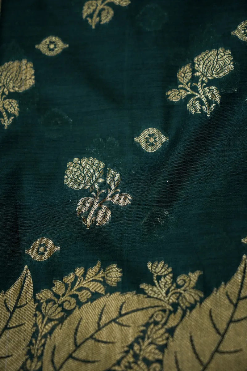 COTTON SILK BOTTLE GREEN COLOR UNSTITCHED SUIT MATERIAL