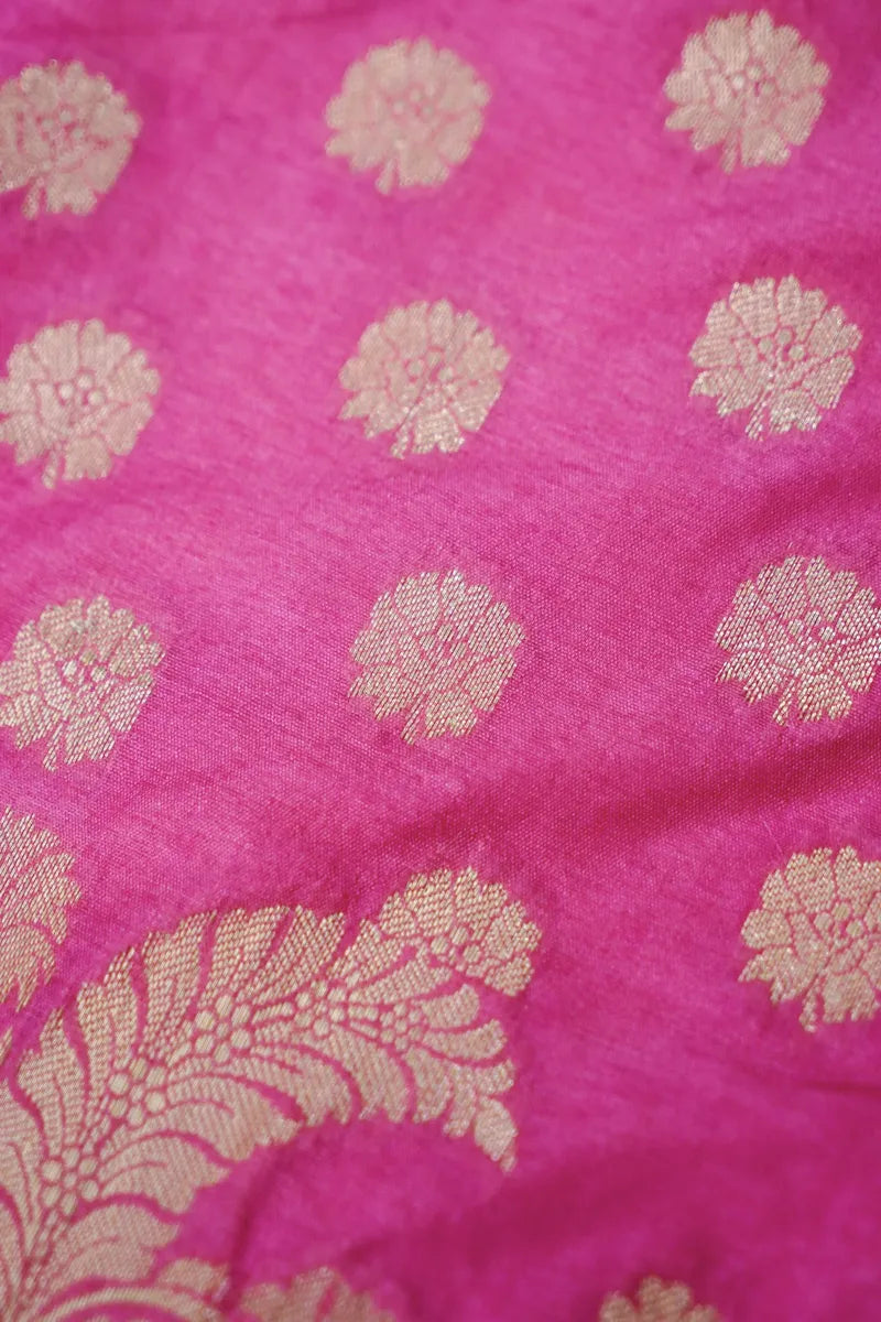 BANARASI SILK HOT PINK COLOR UNSTITCHED SUIT MATERIAL