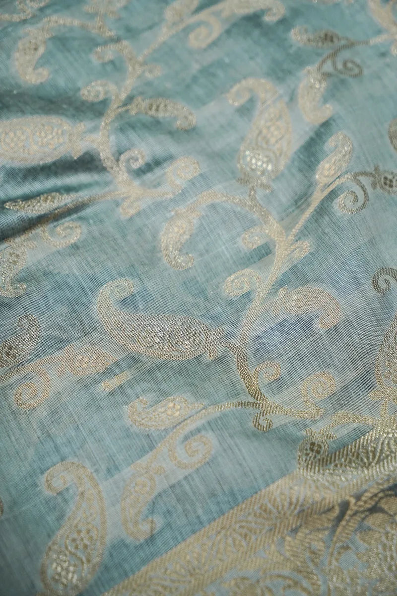 COTTON SILK LITE PASTEL BLUE COLOR UNSTITCHED SUIT MATERIAL