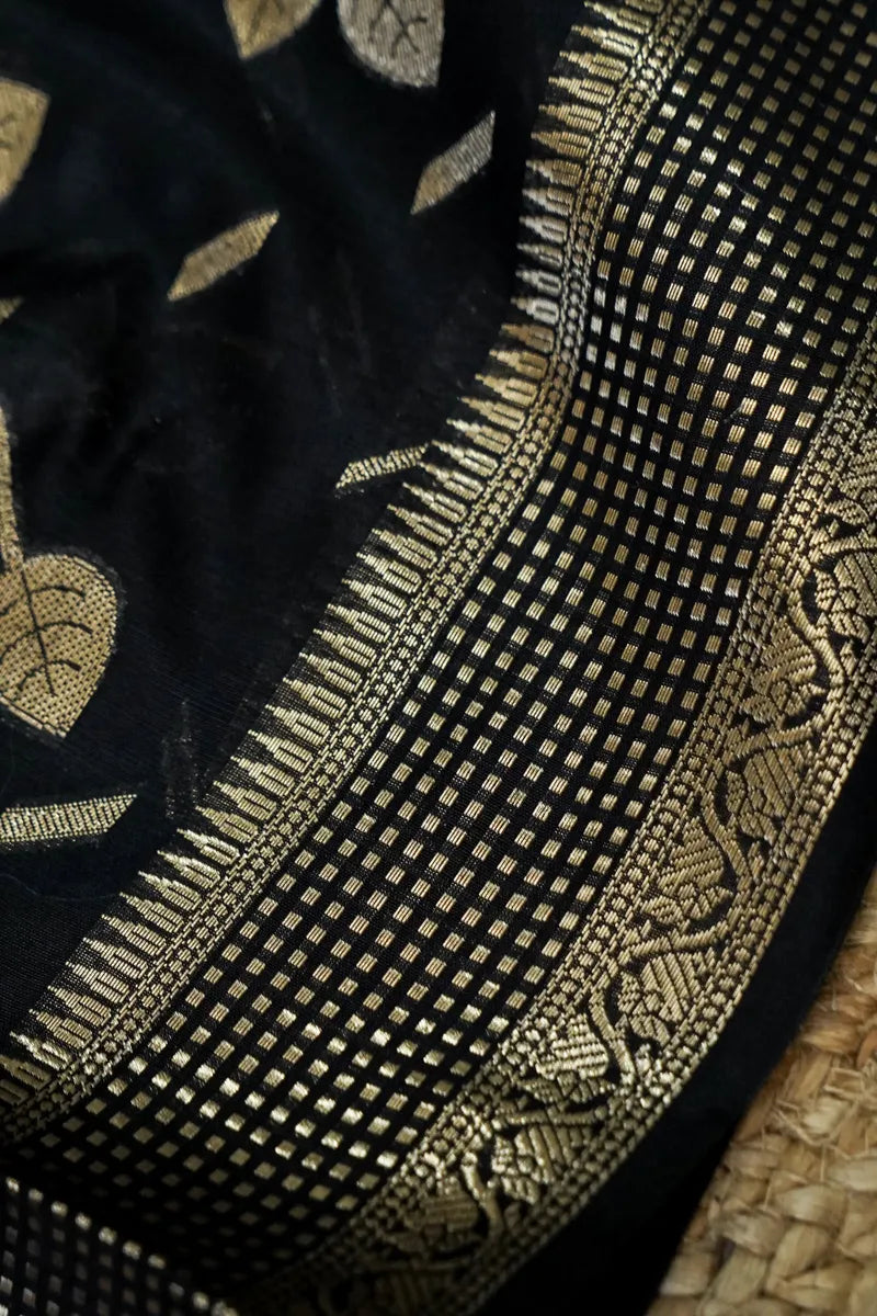 COTTON SILK LAVENDER WITH BLACK COLOR UNSTITCHED SUIT MATERIAL