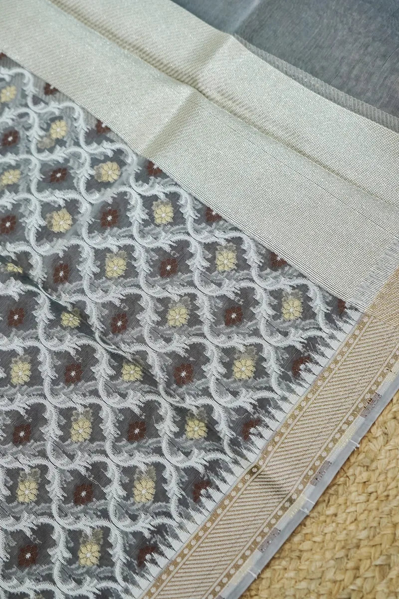 RAW SILK GREY COLOR UNSTITCHED SUIT MATERIAL