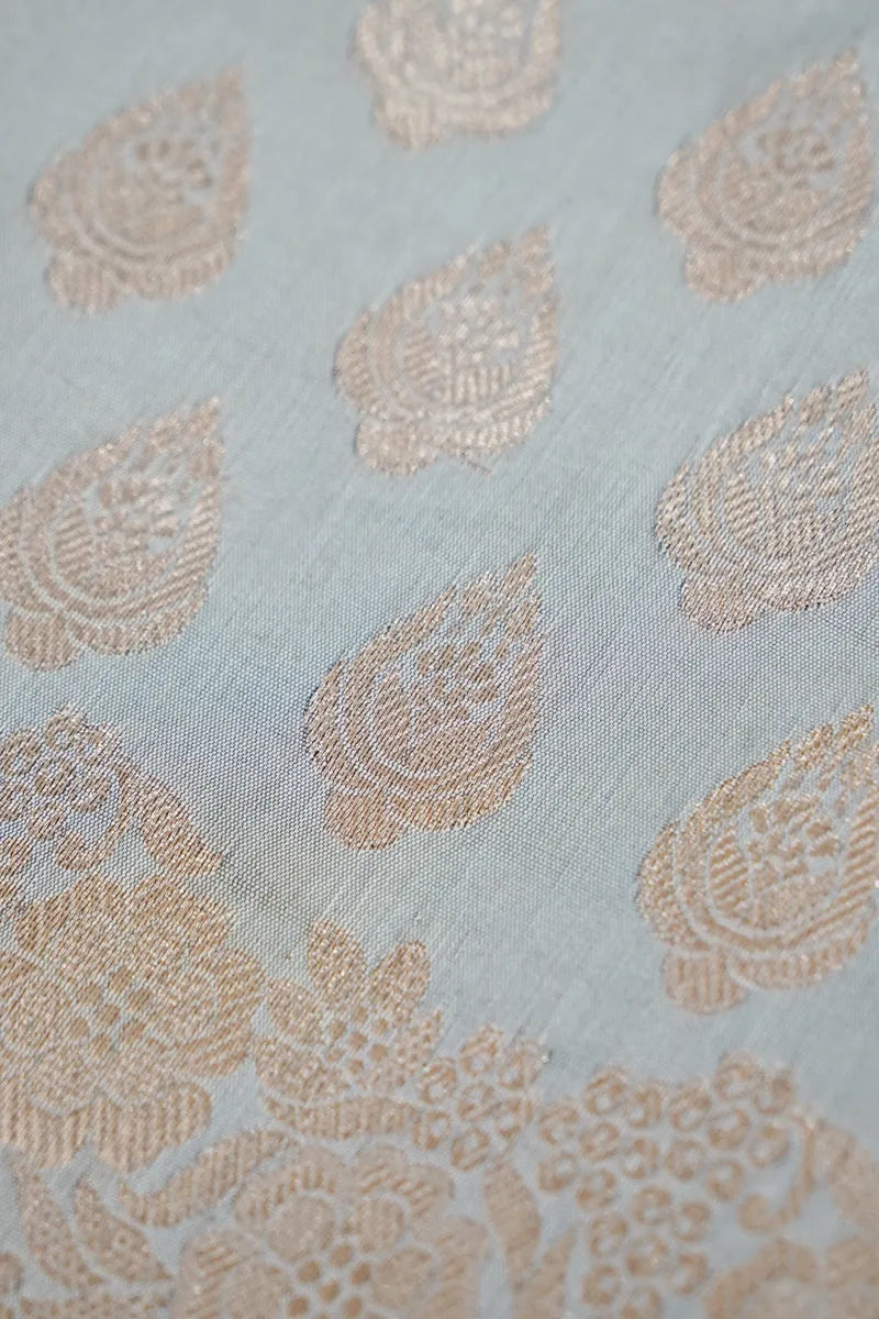 BANARASI SILK LITE PASTEL BLUE COLOR UNSTITCHED SUIT MATERIAL