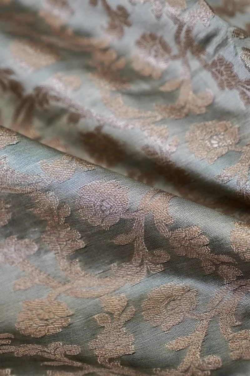 BANARASI SILK LITE PASTEL BLUE COLOR UNSTITCHED SUIT MATERIAL
