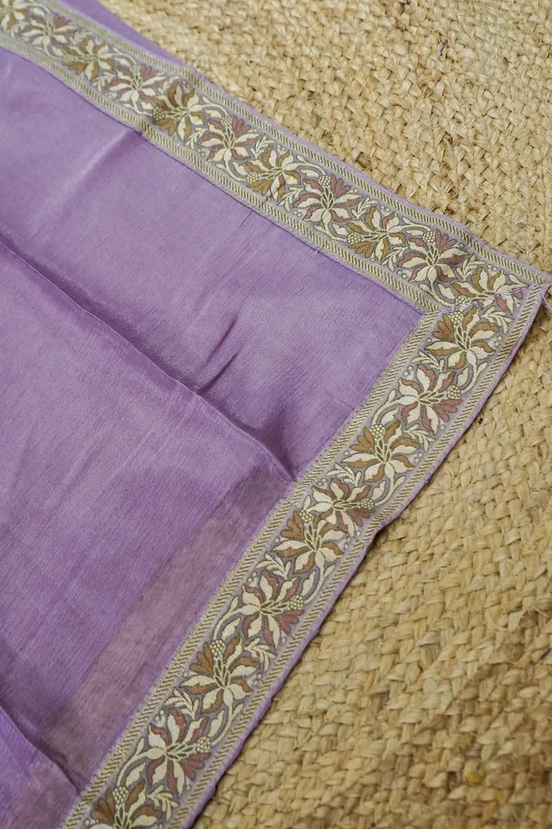 KHADDI SILK LAVENDER COLOR UNSTITCHED SUIT MATERIAL