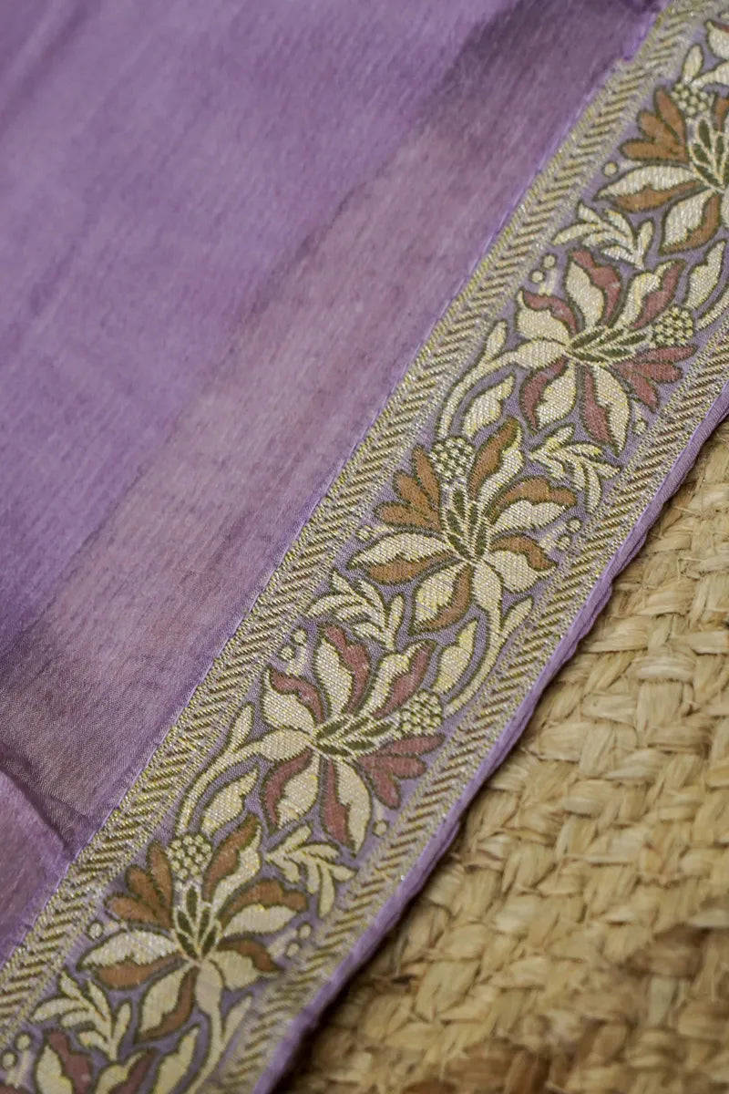 KHADDI SILK LAVENDER COLOR UNSTITCHED SUIT MATERIAL