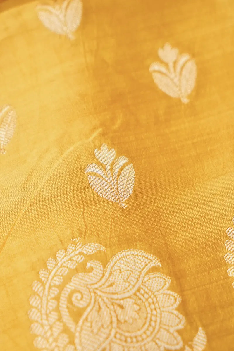 CHINIYA SILK YELLOW COLOR UNSTITCHED SUIT MATERIAL