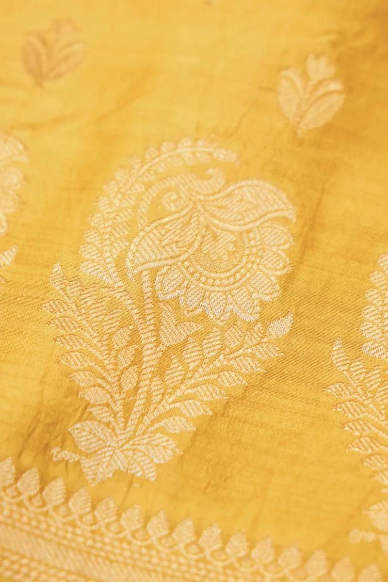 CHINIYA SILK YELLOW COLOR UNSTITCHED SUIT MATERIAL