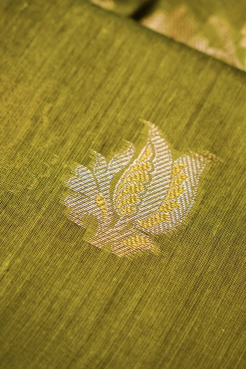 COTTON SILK PISTA GREEN COLOR UNSTITCHED SUIT MATERIAL