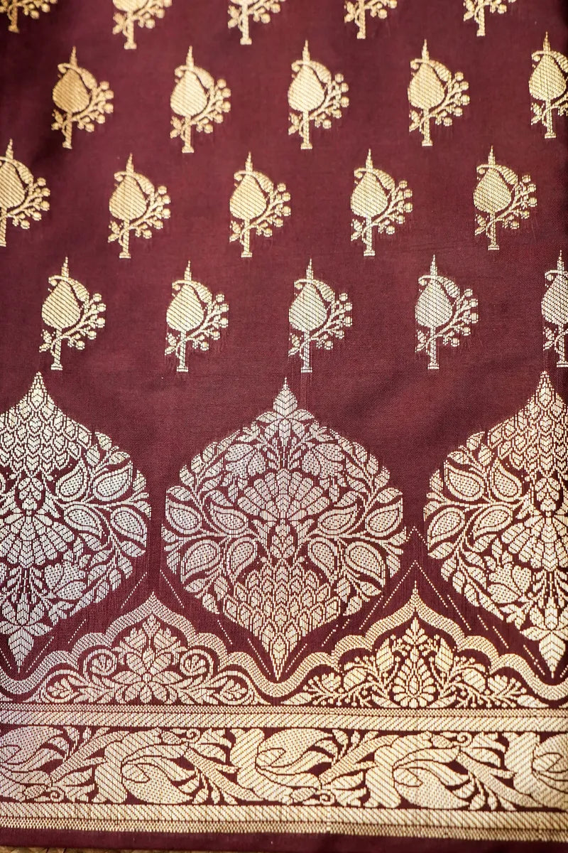 BANARASI SILK MAROON COLOR UNSTITCHED SUIT MATERIAL
