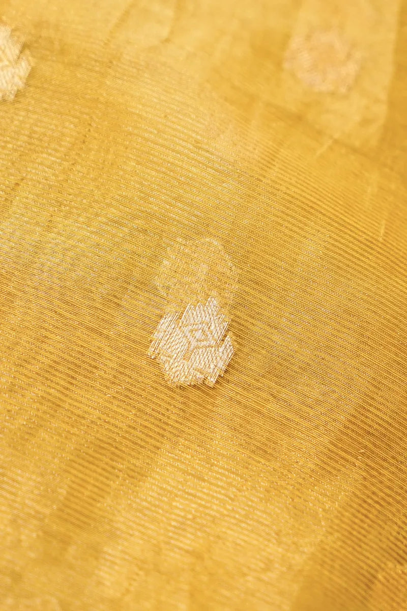 TISSUE SILK YELLOW COLOR UNSTITCHED SUIT MATERIAL