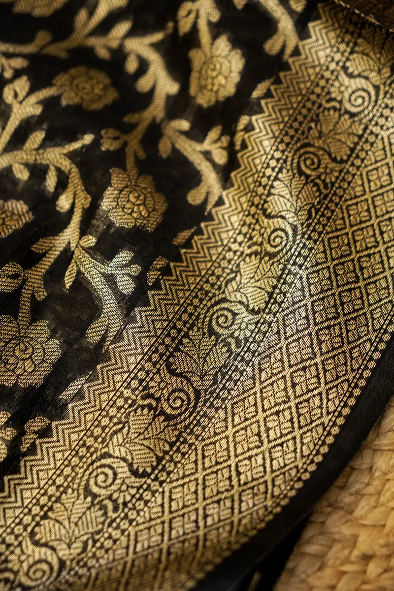COTTON SILK  BLACK COLOR UNSTITCHED SUIT MATERIAL