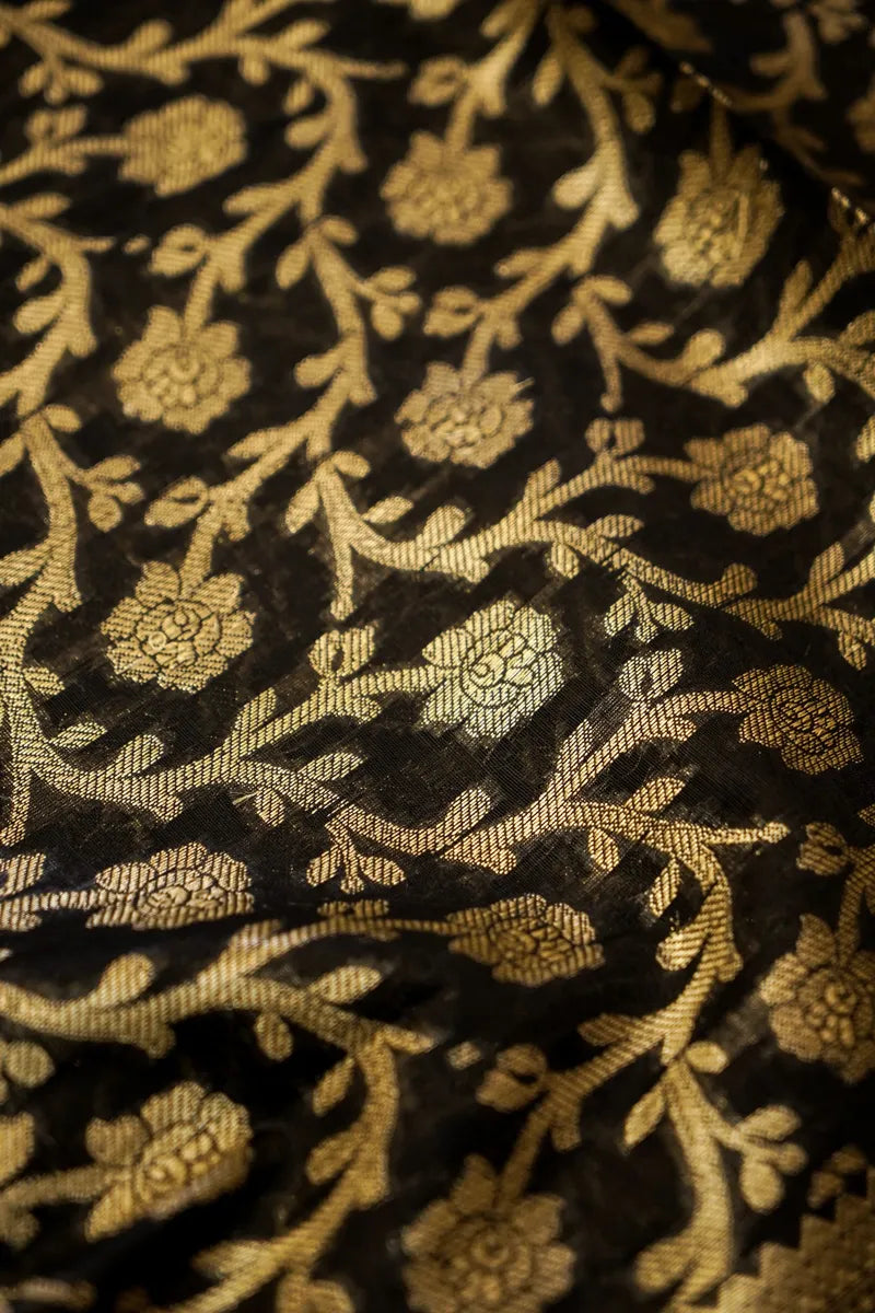 COTTON SILK  BLACK COLOR UNSTITCHED SUIT MATERIAL