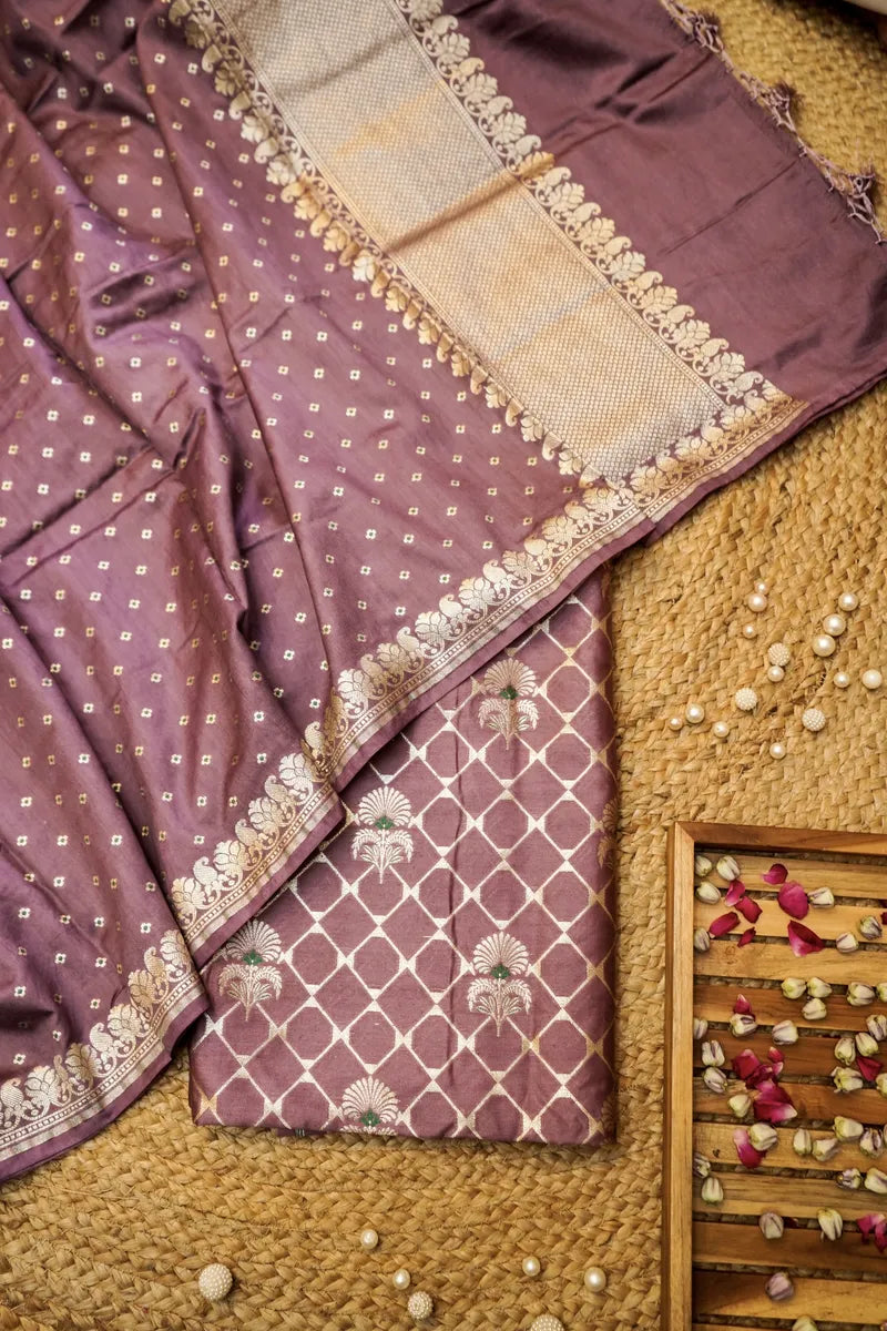 CHINIYA SILK ONION PINK COLOR UNSTITCHED SUIT MATERIAL