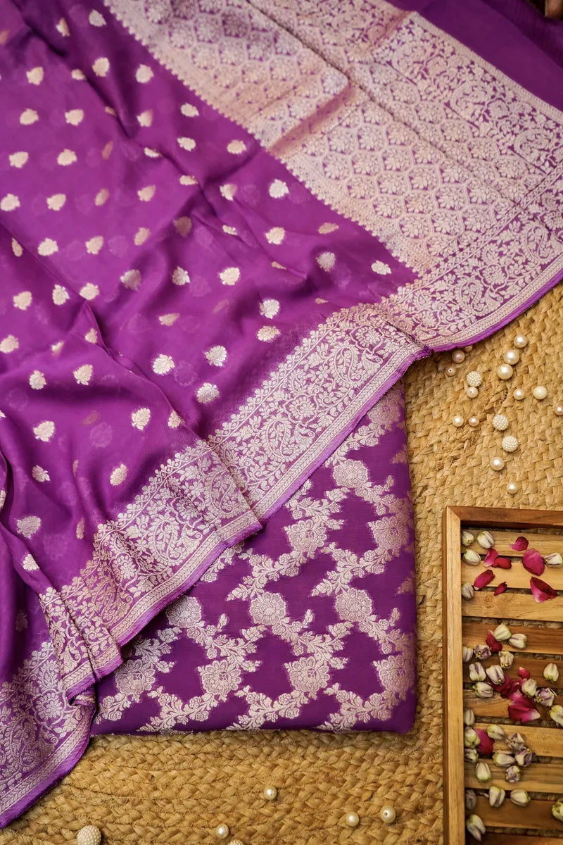 BANARASI GEORGETTE MAGENTA COLOR UNSTITCHED SUIT MATERIAL