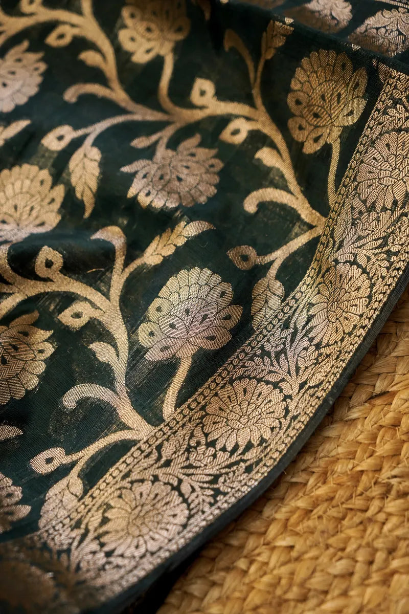 BANARASI SILK MAROON WITH BOTTLE GREEN COLOR UNSTITCHED SUIT MATERIAL