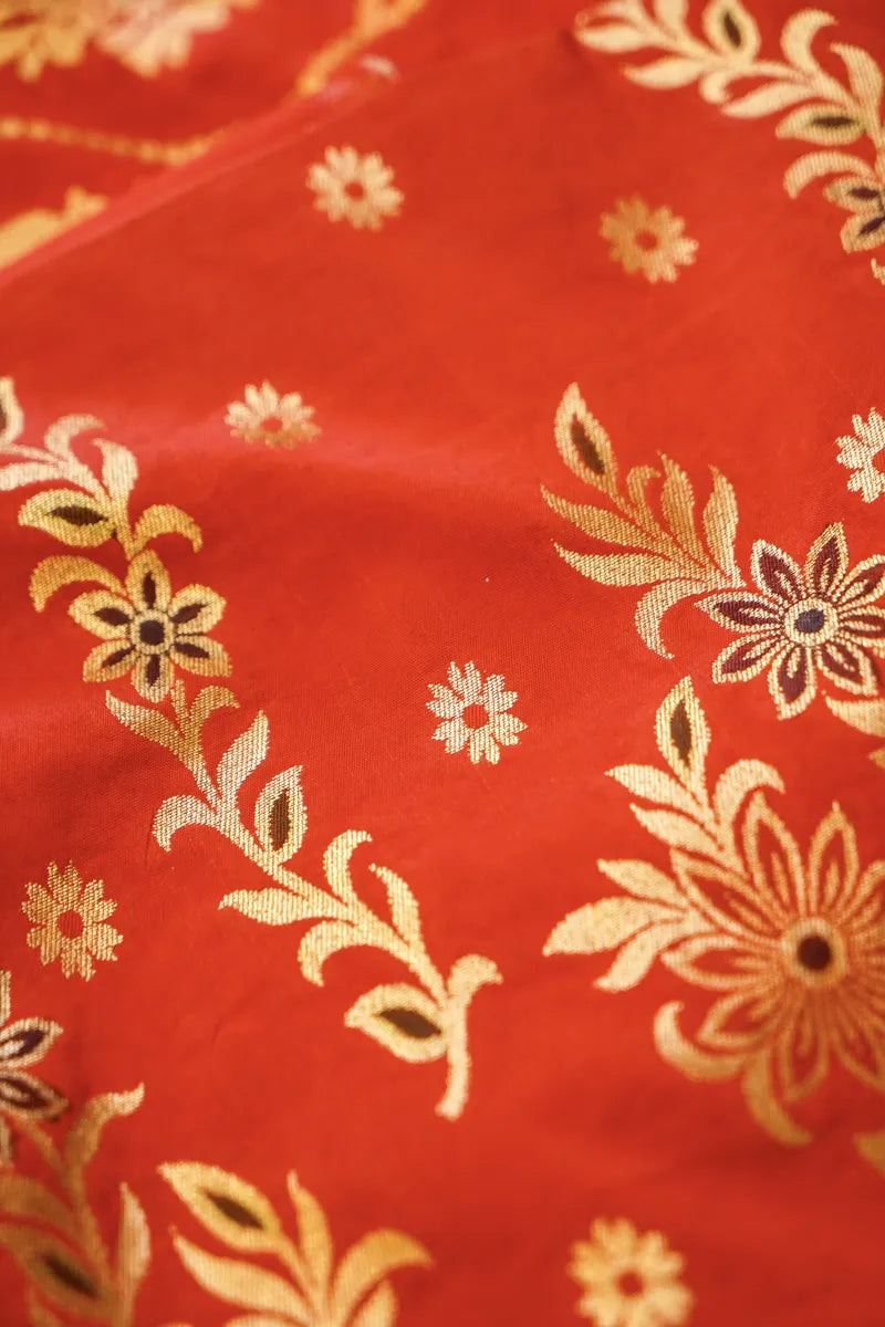 KATAN SILK RED COLOR UNSTITCHED SUIT MATERIAL