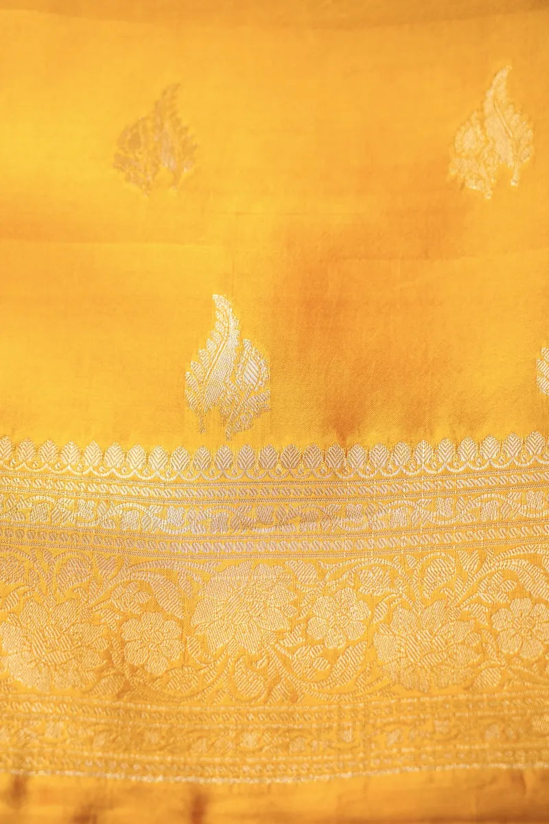 KATAN SILK YELLOW COLOR UNSTITCHED SUIT MATERIAL