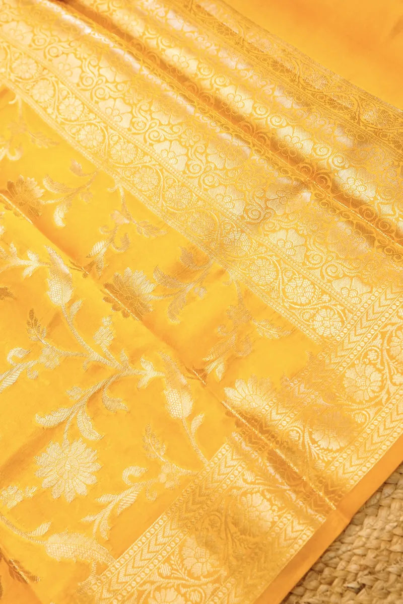 KATAN SILK YELLOW COLOR UNSTITCHED SUIT MATERIAL