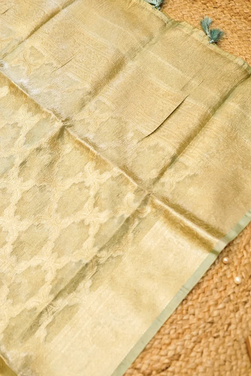 TISSUE SILK MINT GREEN COLOR UNSTITCHED SUIT MATERIAL