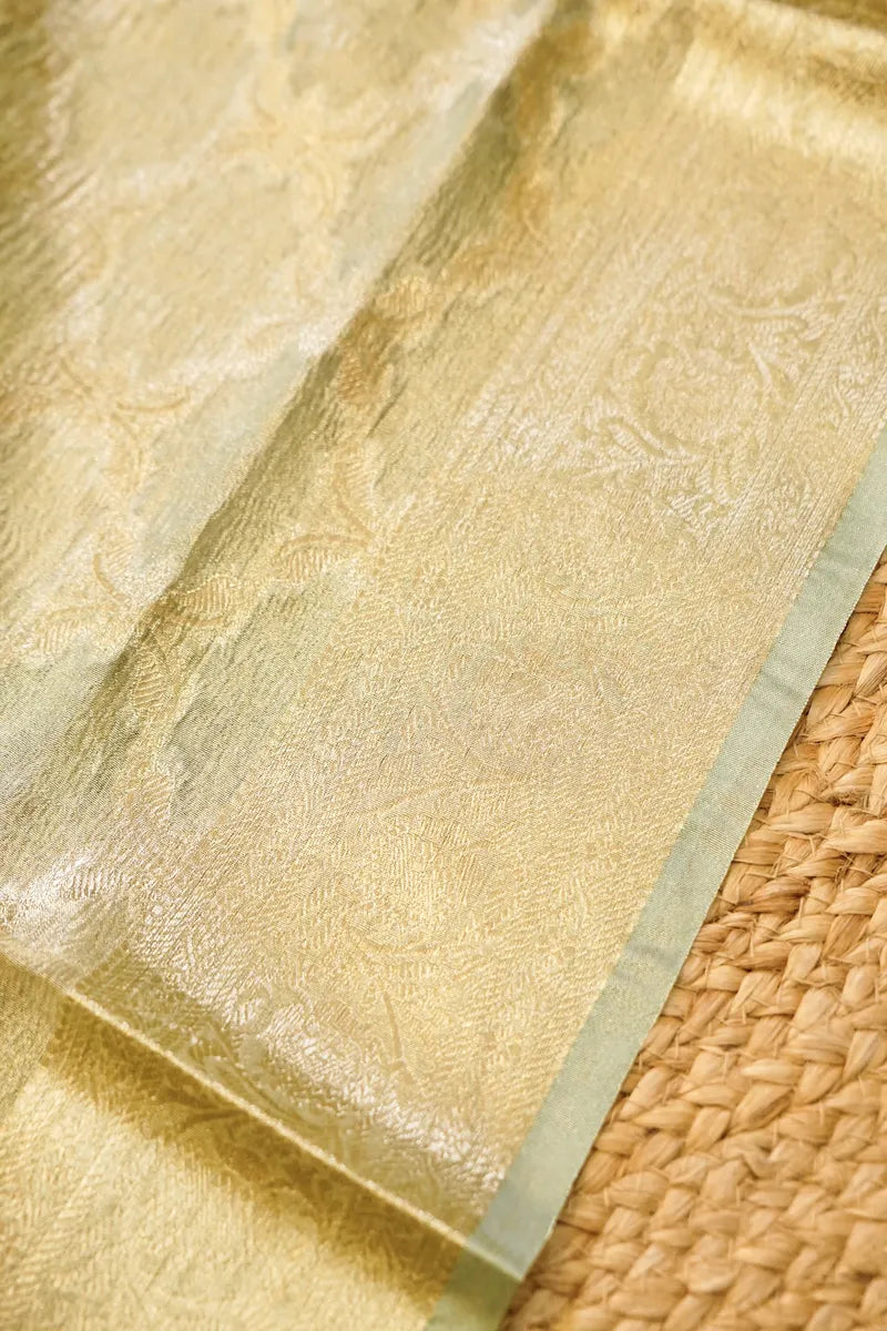 TISSUE SILK MINT GREEN COLOR UNSTITCHED SUIT MATERIAL