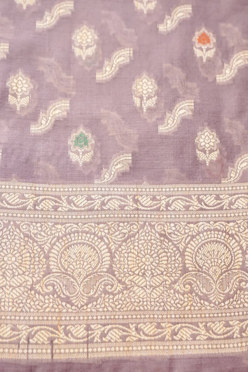 COTTON SILK LAVENDER COLOR UNSTITCHED SUIT MATERIAL
