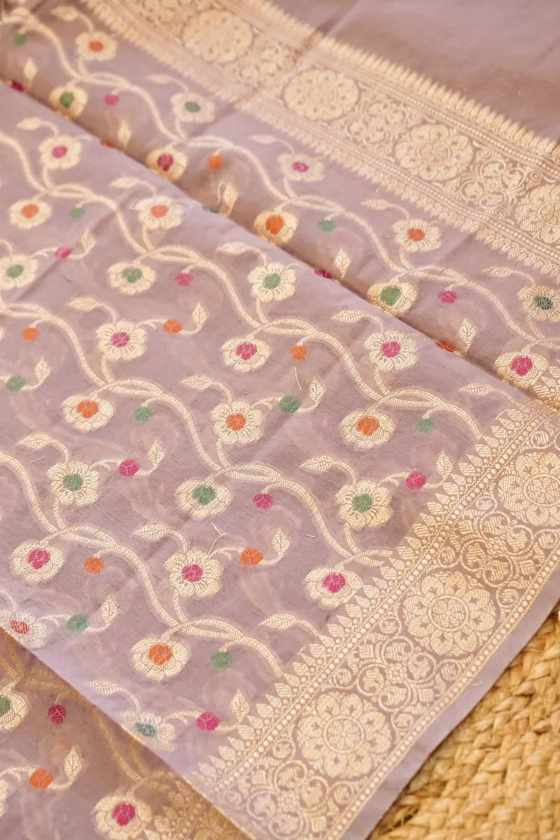 COTTON SILK LAVENDER COLOR UNSTITCHED SUIT MATERIAL